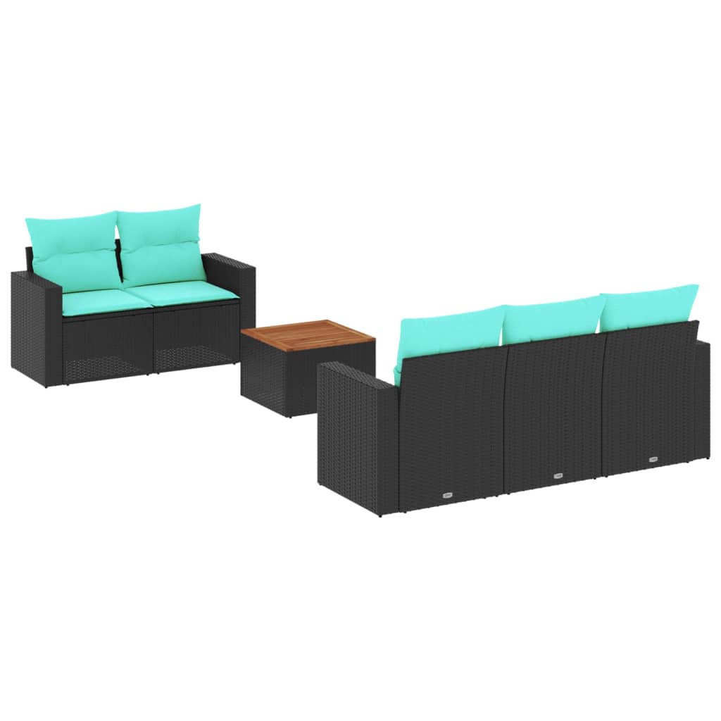 sofasæt til haven 6 dele med hynder polyrattan sort