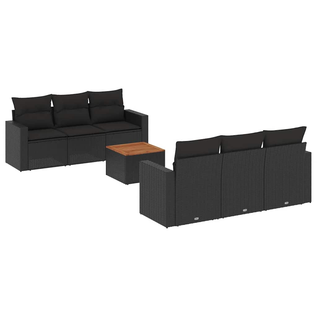 sofasæt til haven 7 dele med hynder polyrattan sort