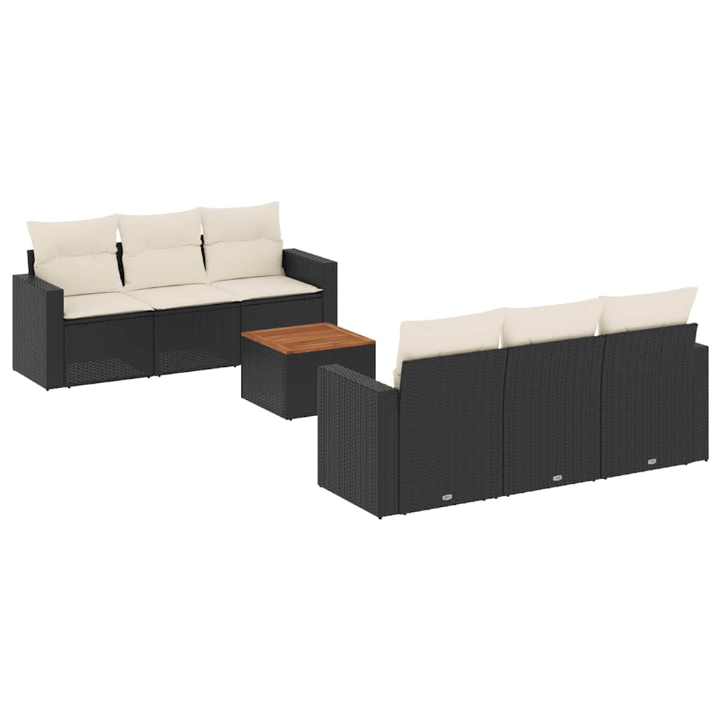 sofasæt til haven 7 dele med hynder polyrattan sort