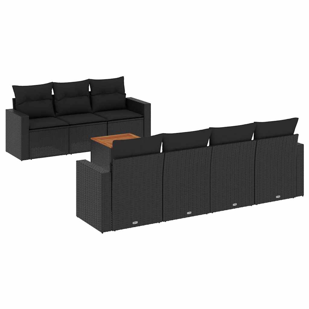 sofasæt til haven 8 dele med hynder polyrattan sort