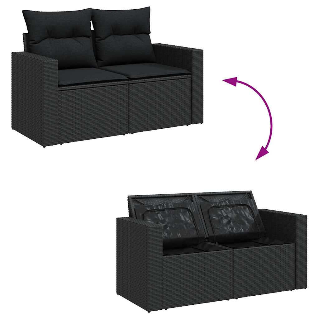 sofasæt til haven 8 dele med hynder polyrattan sort