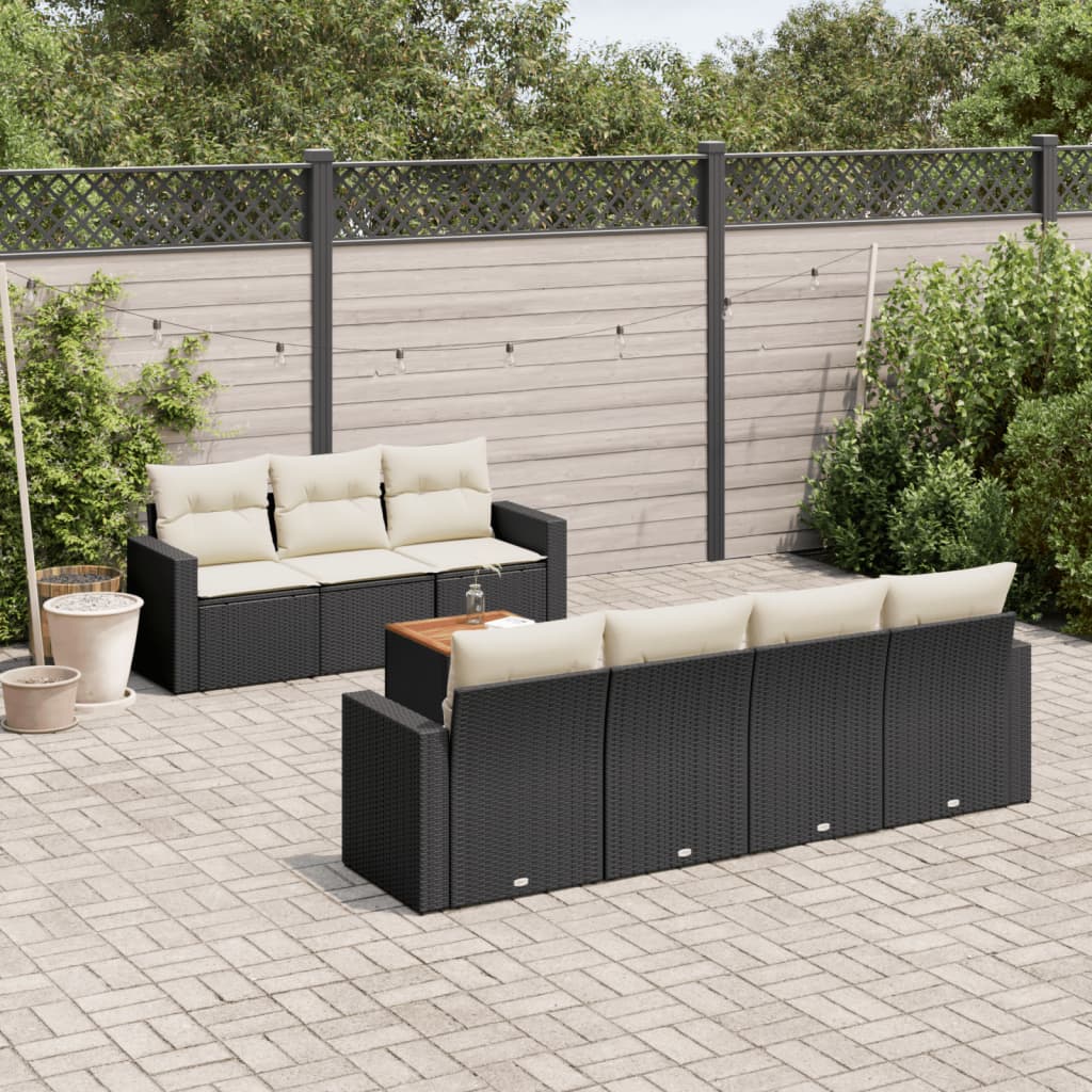 sofasæt til haven 8 dele med hynder polyrattan sort