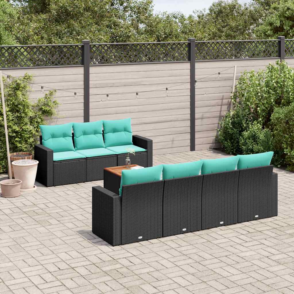 sofasæt til haven 8 dele med hynder polyrattan sort