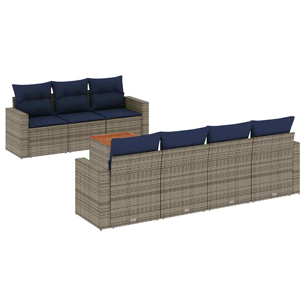 sofasæt til haven 8 dele med hynder polyrattan grå