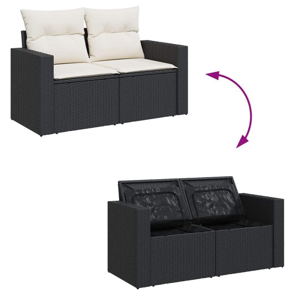 sofasæt til haven 8 dele med hynder polyrattan sort
