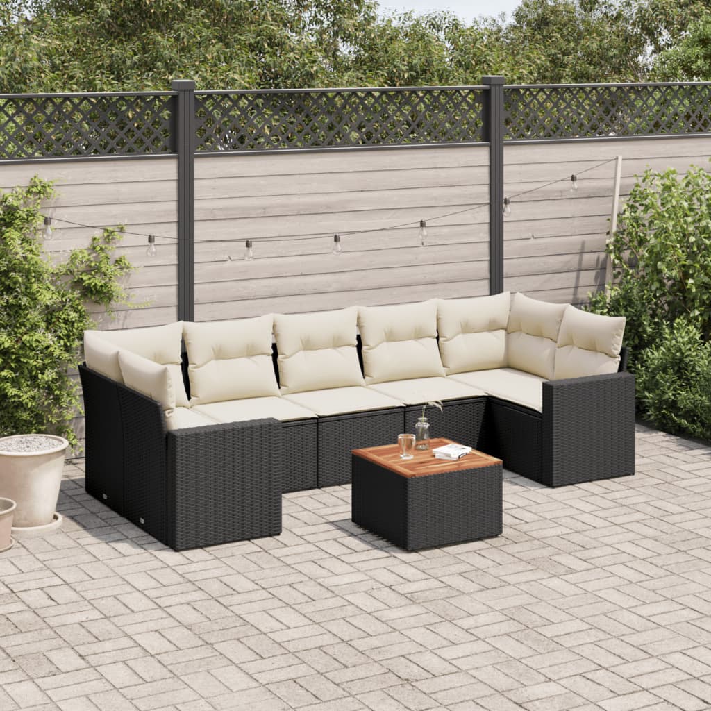 sofasæt til haven 8 dele med hynder polyrattan sort