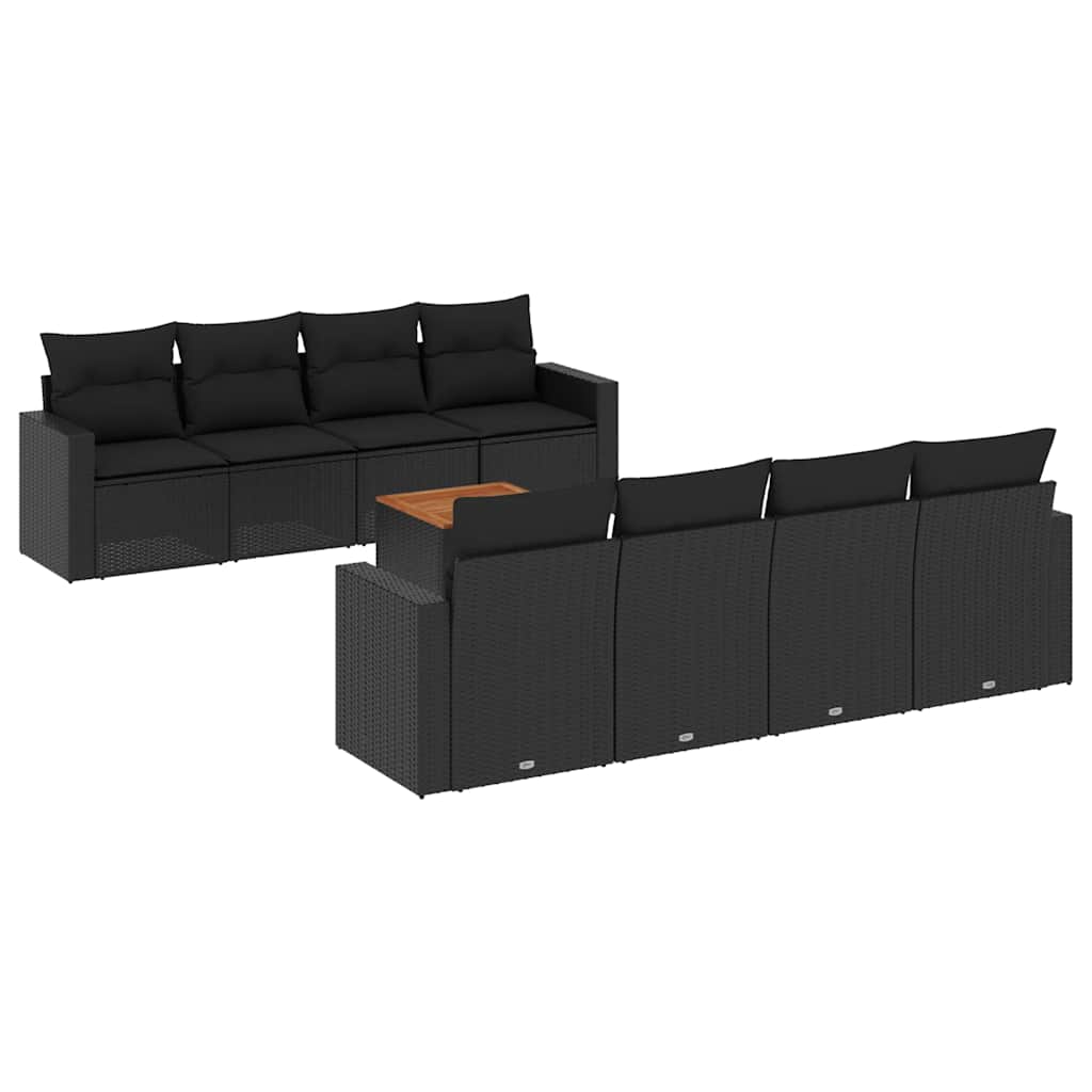 sofasæt til haven 9 dele med hynder polyrattan sort
