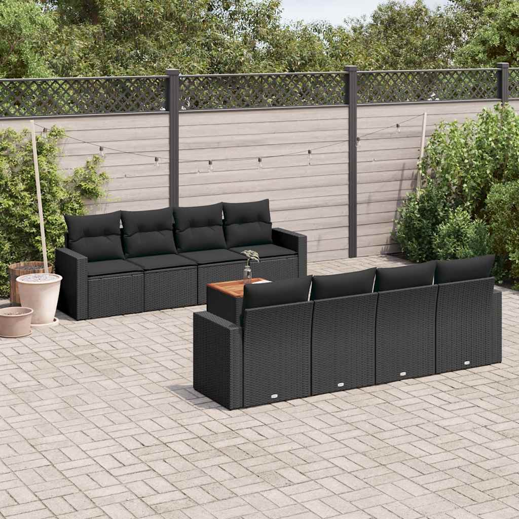 sofasæt til haven 9 dele med hynder polyrattan sort