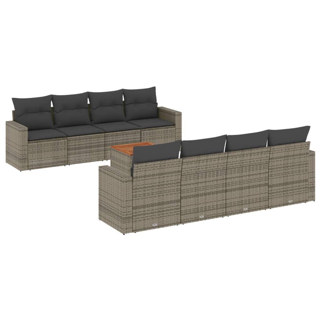 sofasæt til haven 9 dele med hynder polyrattan grå
