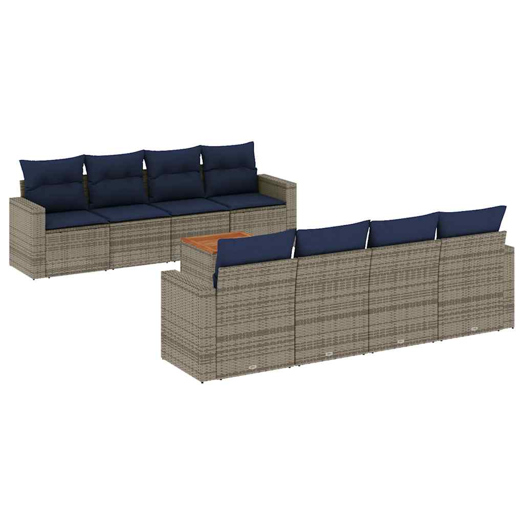 sofasæt til haven 9 dele med hynder polyrattan grå