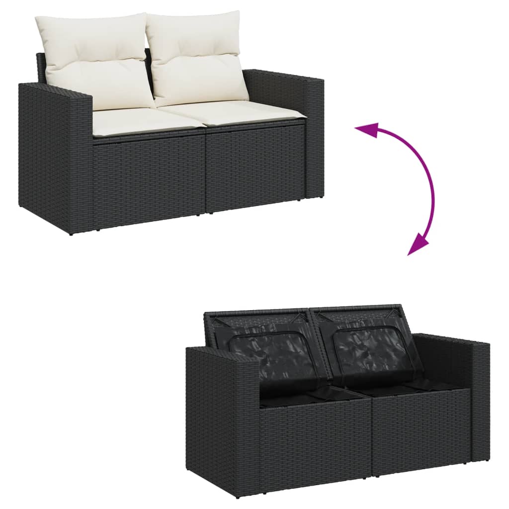 sofasæt til haven 9 dele med hynder polyrattan sort