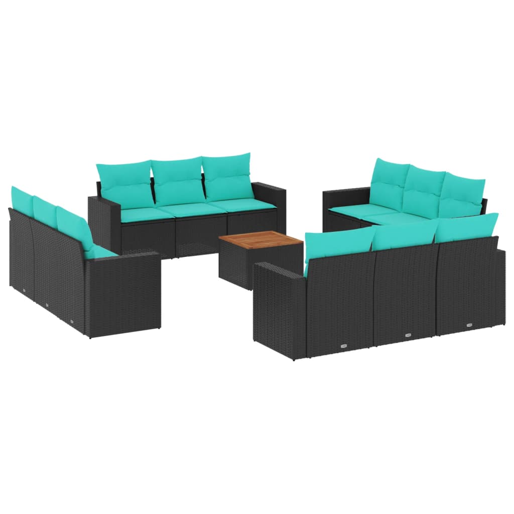 sofasæt til haven 13 dele med hynder polyrattan sort