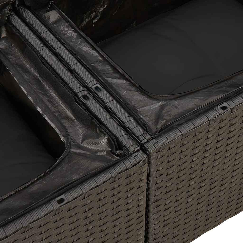sofasæt til haven 7 dele med hynder polyrattan sort