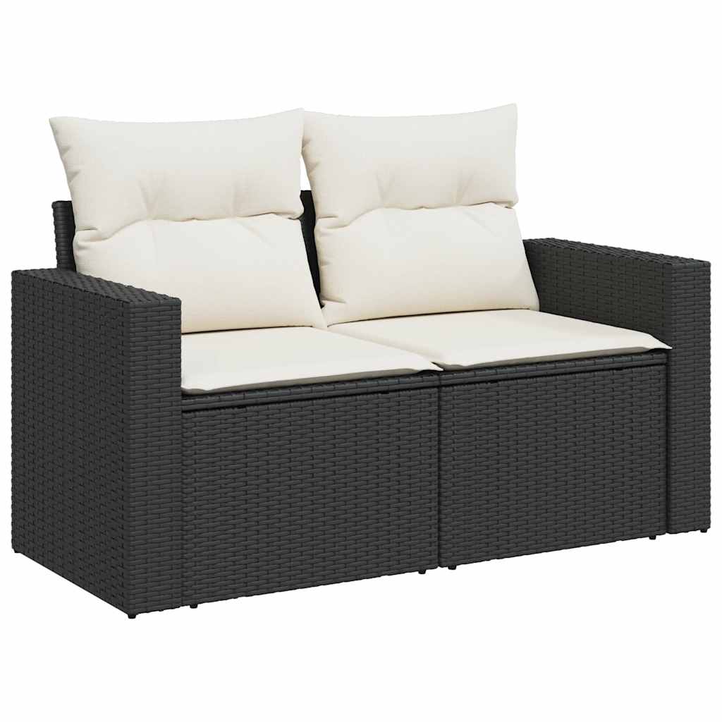 sofasæt til haven 7 dele med hynder polyrattan sort