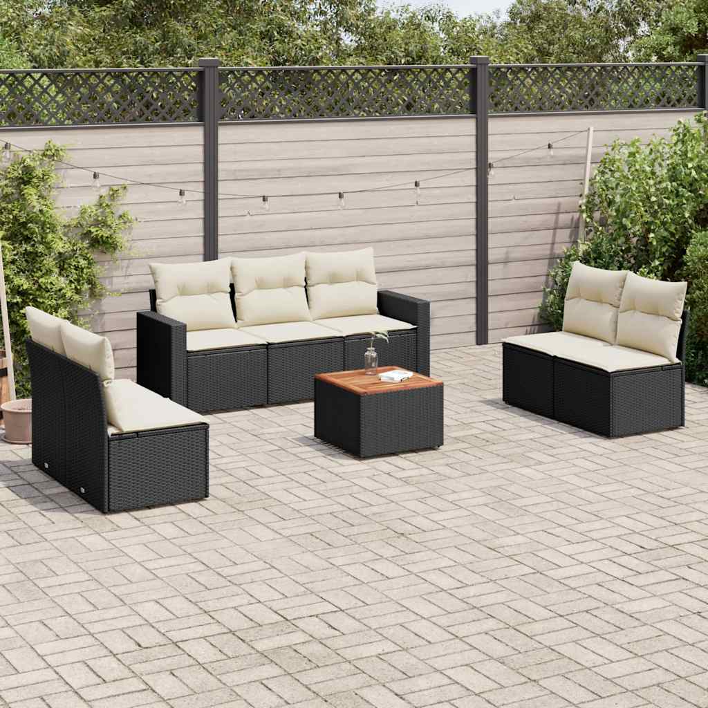 sofasæt til haven 8 dele med hynder polyrattan sort