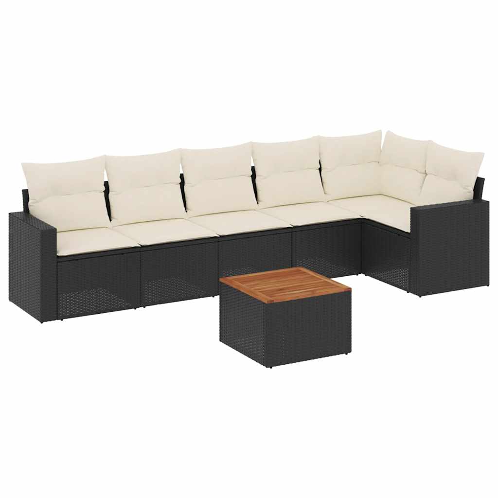 sofasæt til haven 7 dele med hynder polyrattan sort