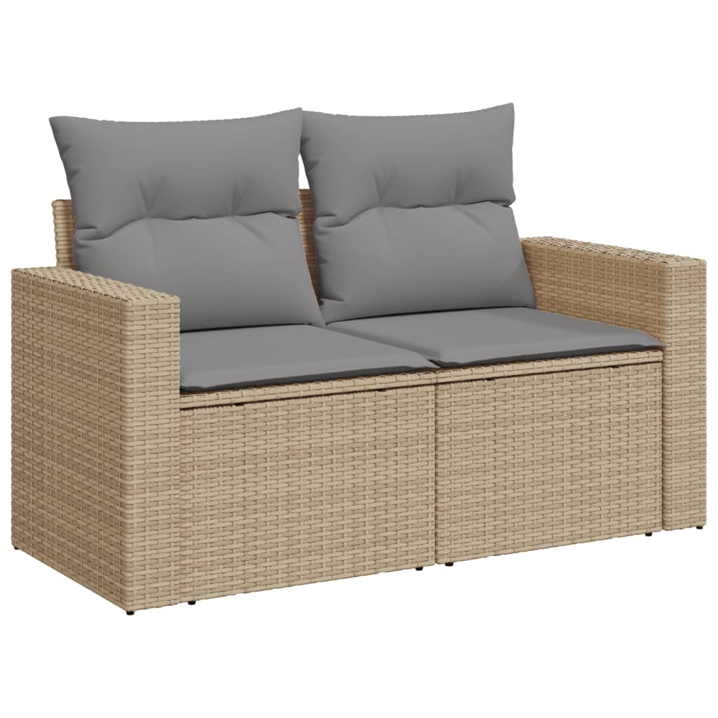havesofasæt 7 dele med hynder polyrattan beige