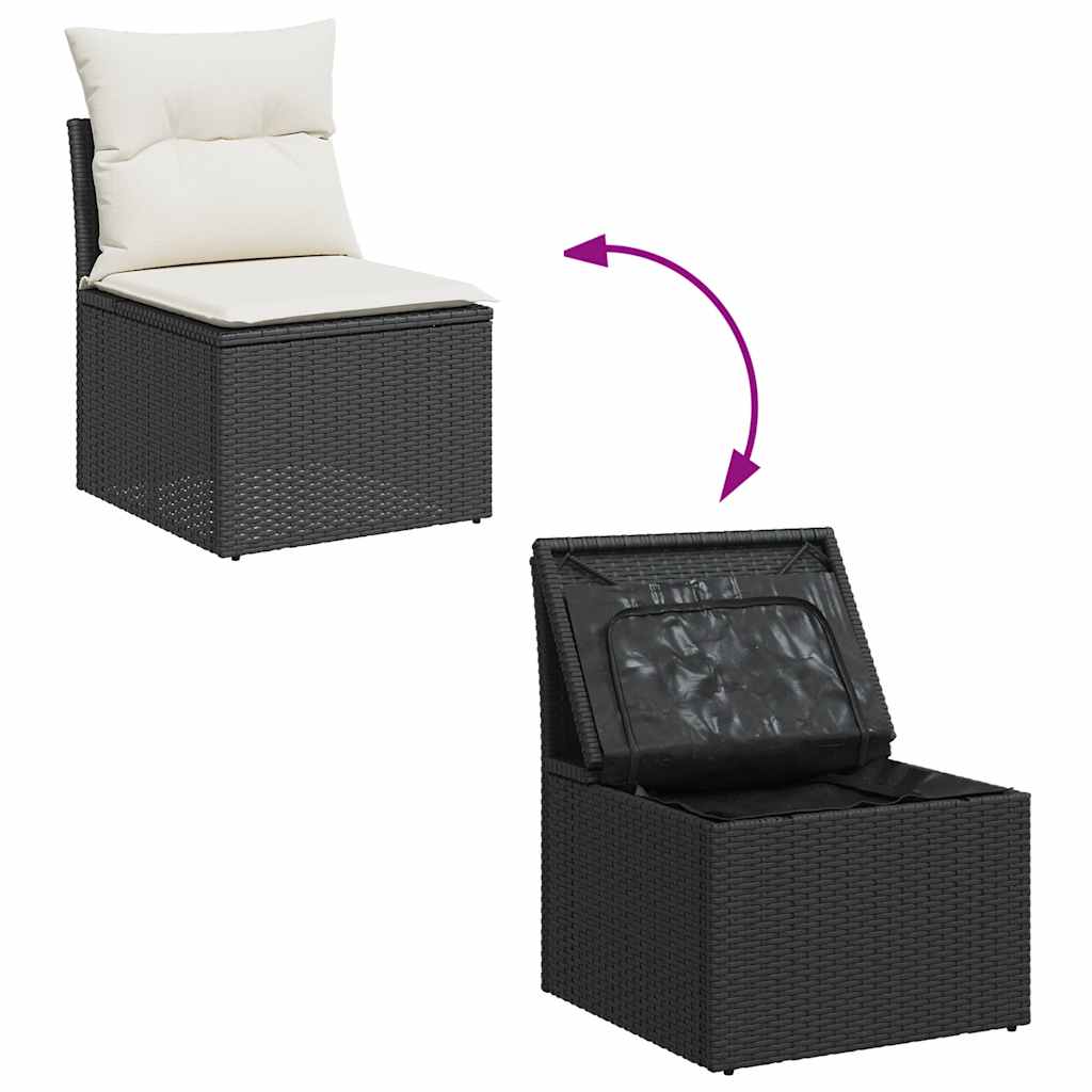 sofasæt til haven 7 dele med hynder polyrattan sort