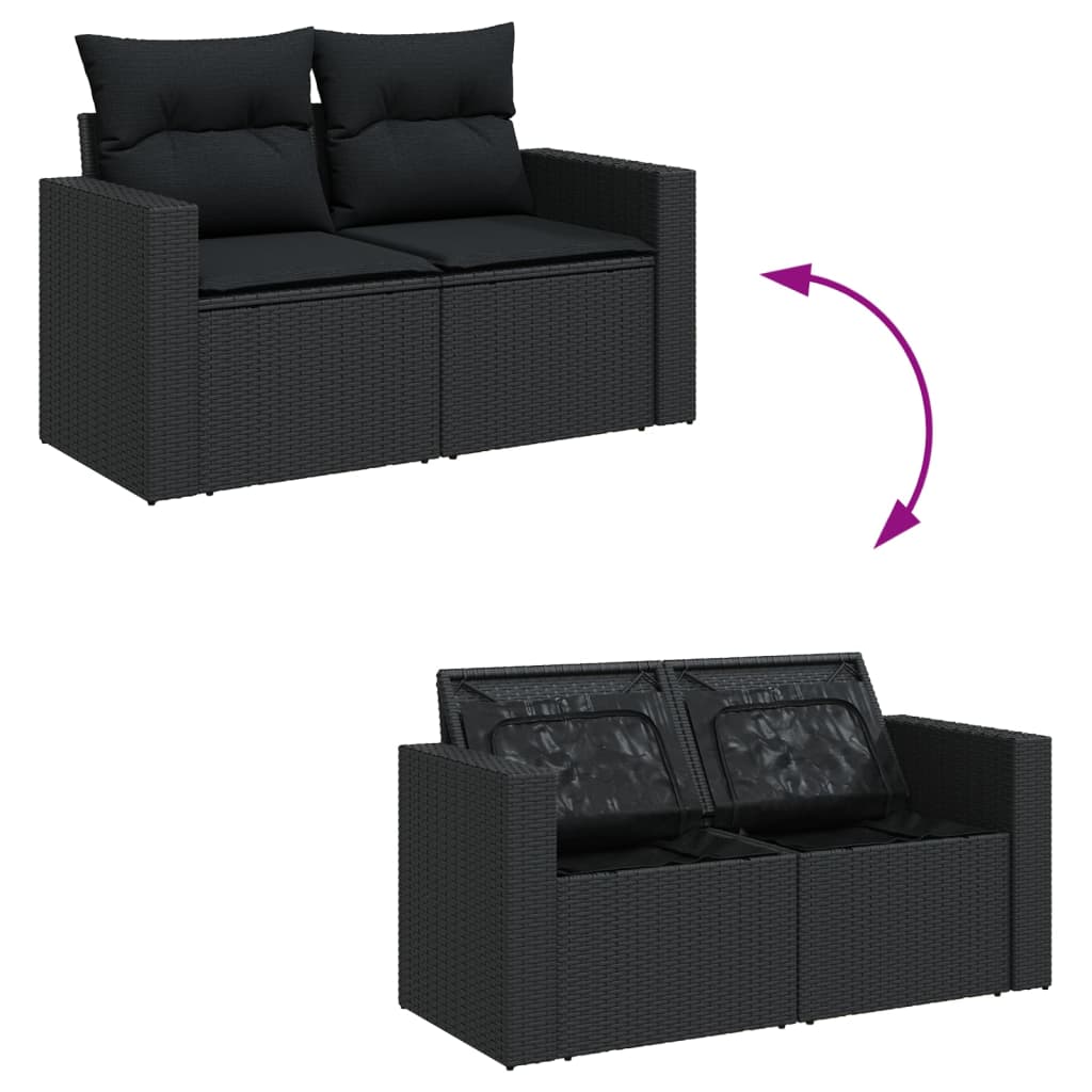 sofasæt til haven 7 dele med hynder polyrattan sort