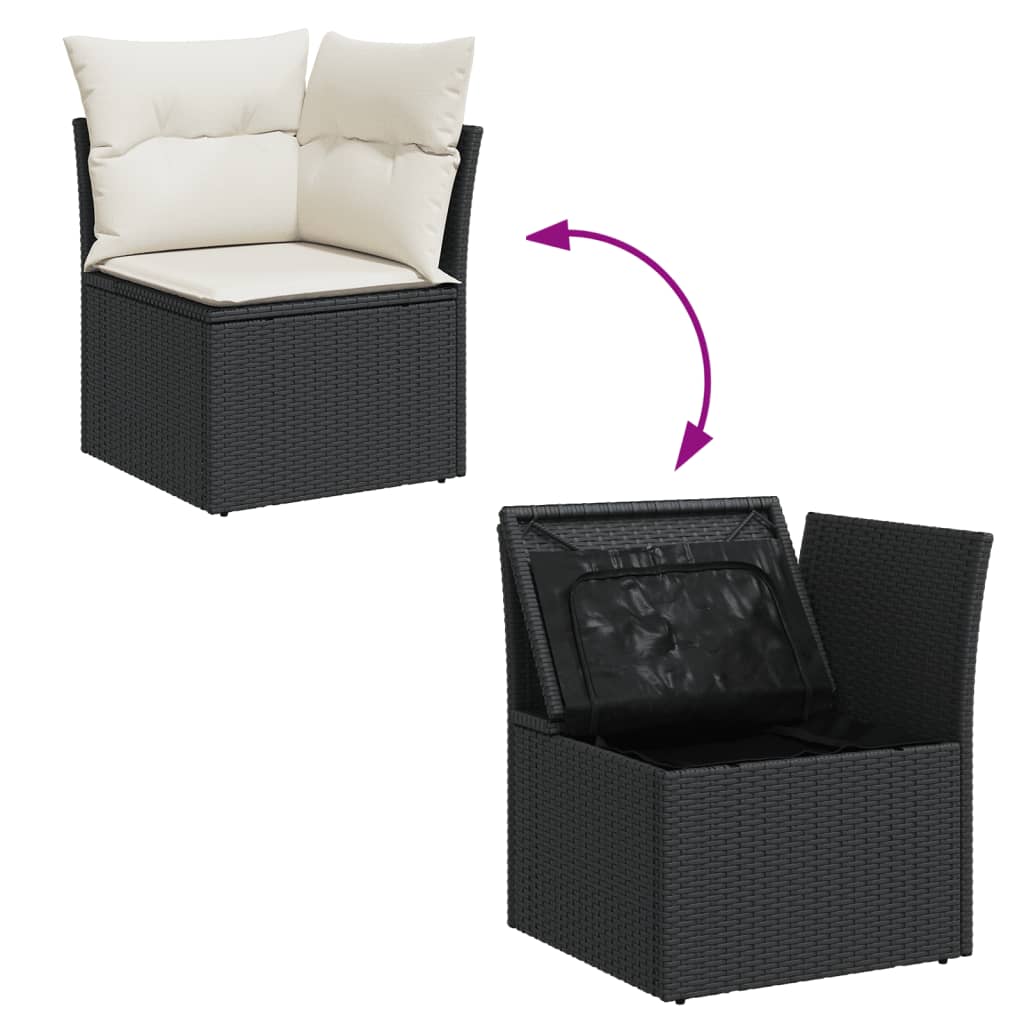 sofasæt til haven 9 dele med hynder polyrattan sort