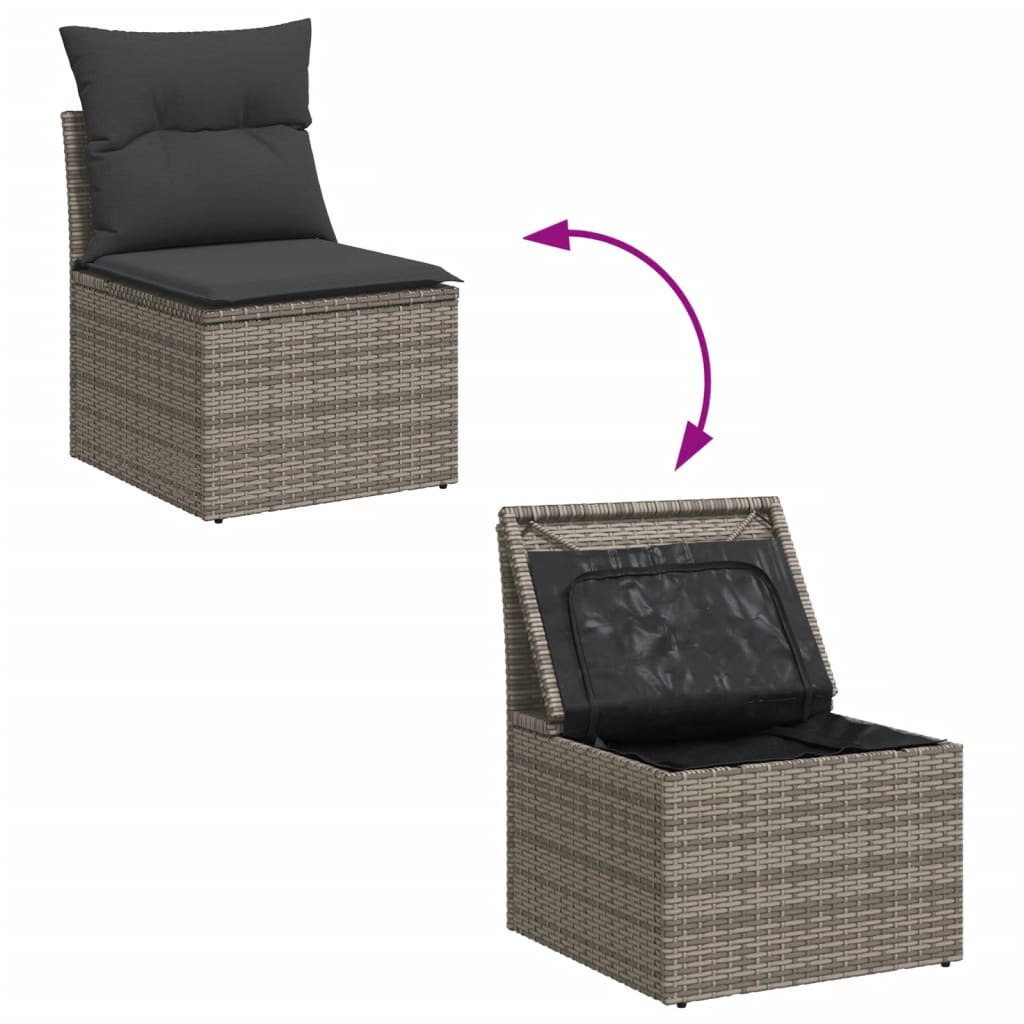 sofasæt til haven 9 dele med hynder polyrattan grå