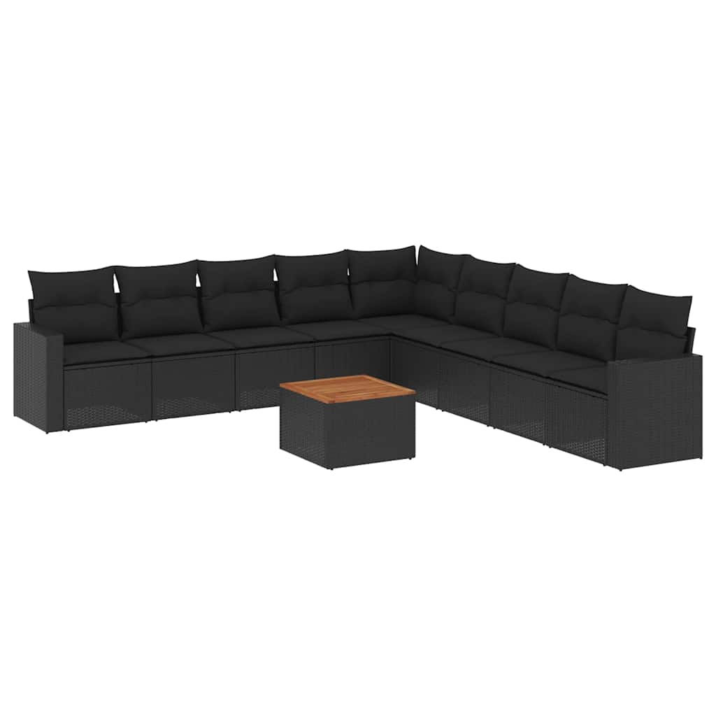 sofasæt til haven 10 dele med hynder polyrattan sort