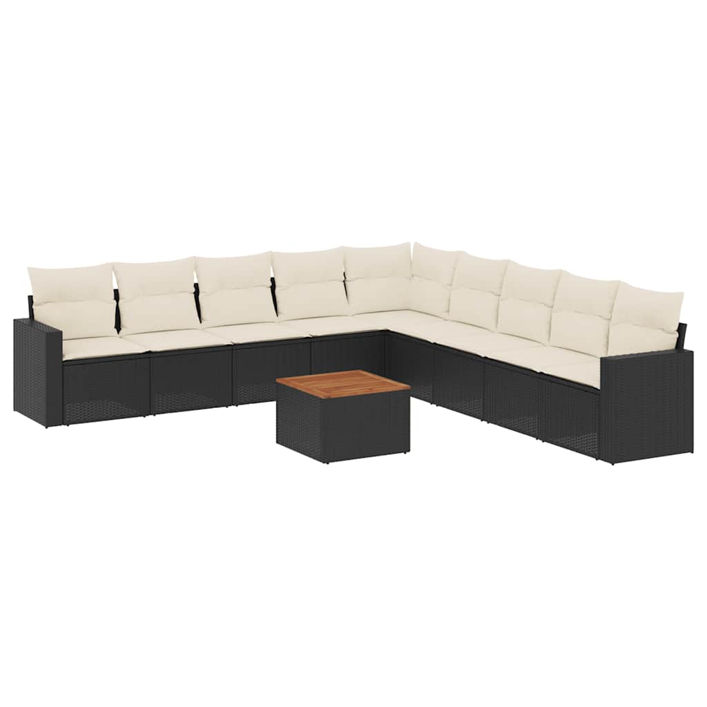 sofasæt til haven 10 dele med hynder polyrattan sort