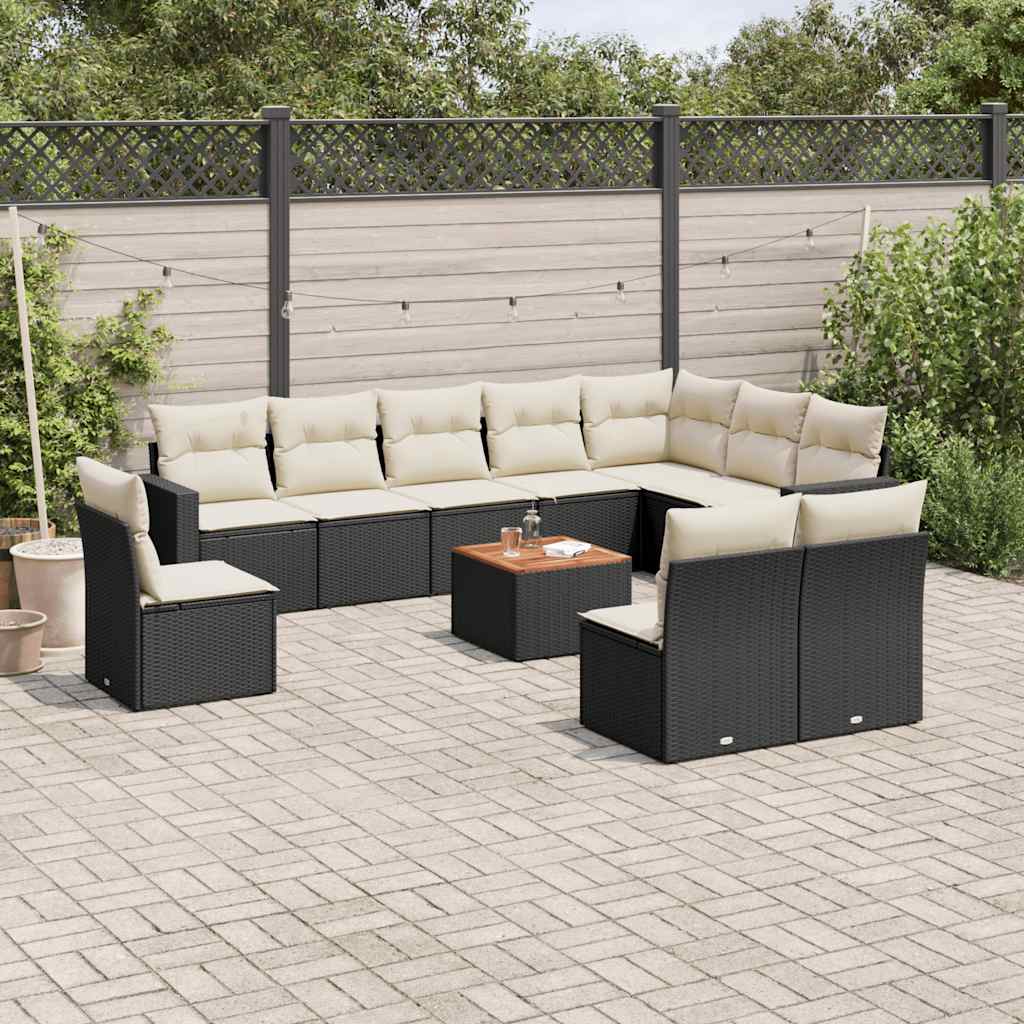 sofasæt til haven 11 dele med hynder polyrattan sort
