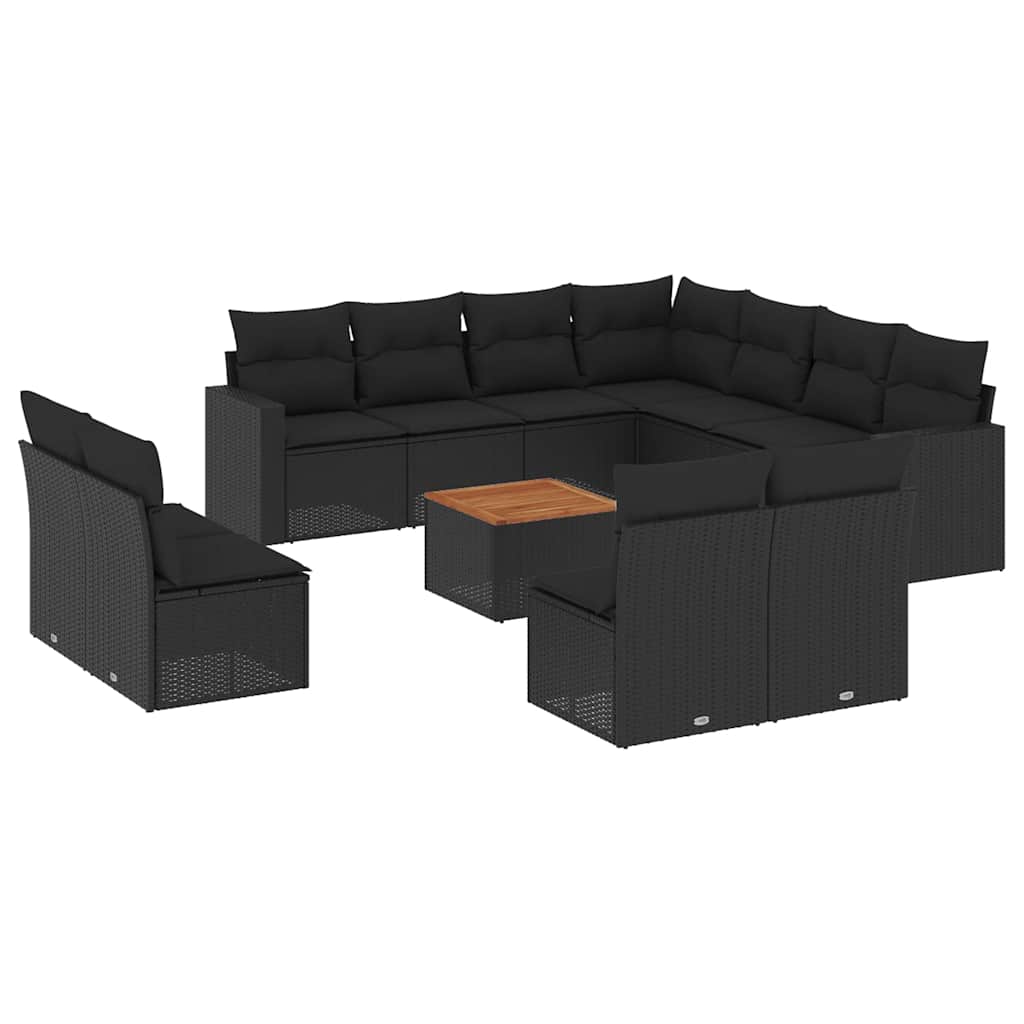 sofasæt til haven 12 dele med hynder polyrattan sort