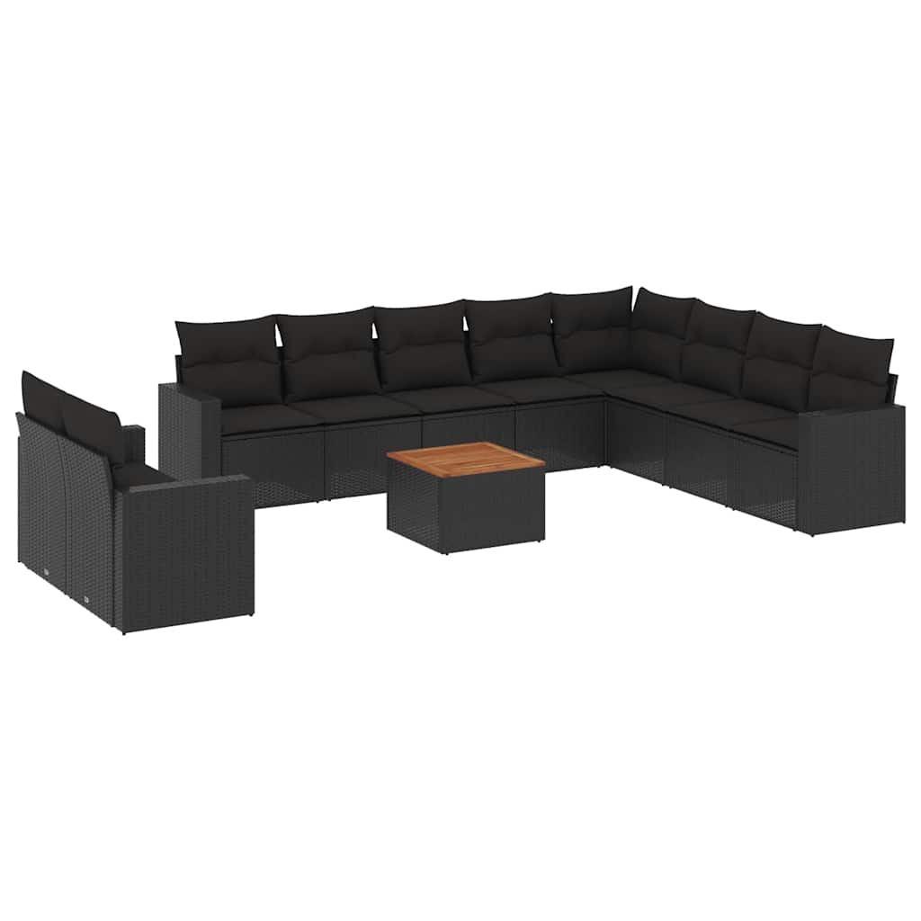 sofasæt til haven 11 dele med hynder polyrattan sort