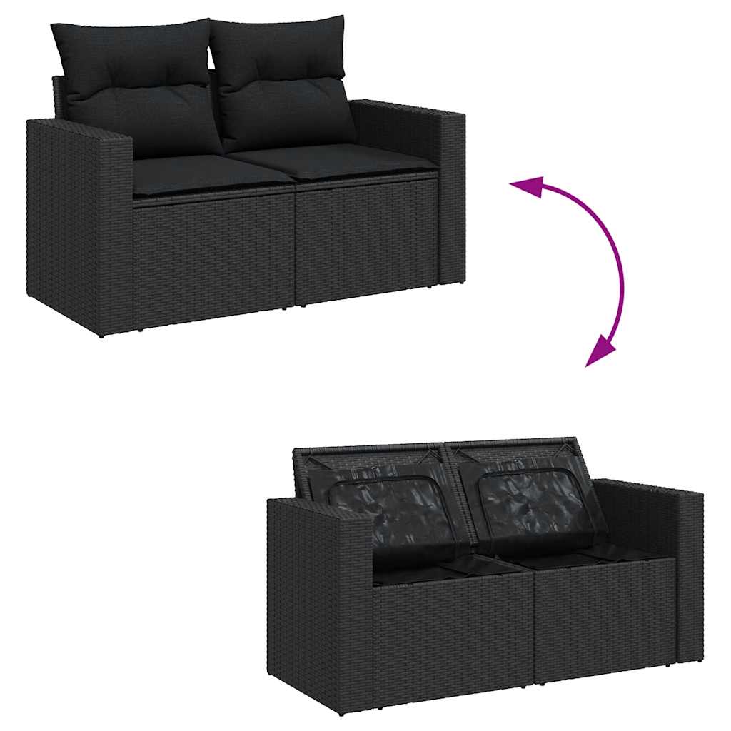 sofasæt til haven 11 dele med hynder polyrattan sort