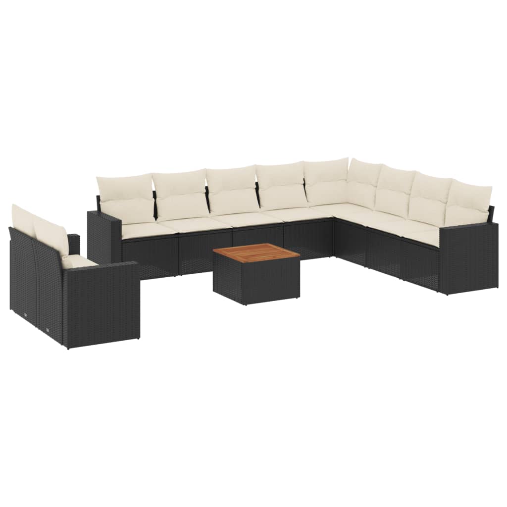 sofasæt til haven 11 dele med hynder polyrattan sort