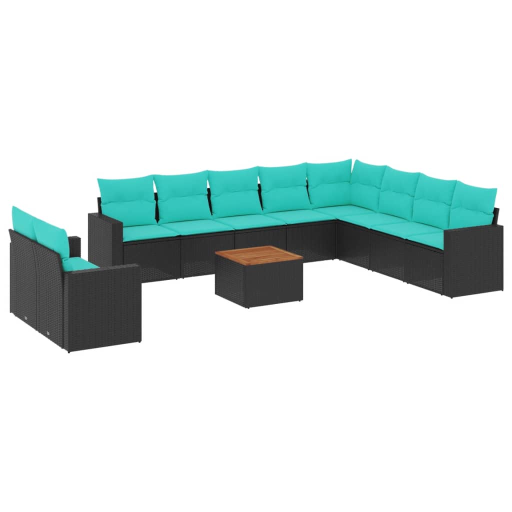 sofasæt til haven 11 dele med hynder polyrattan sort