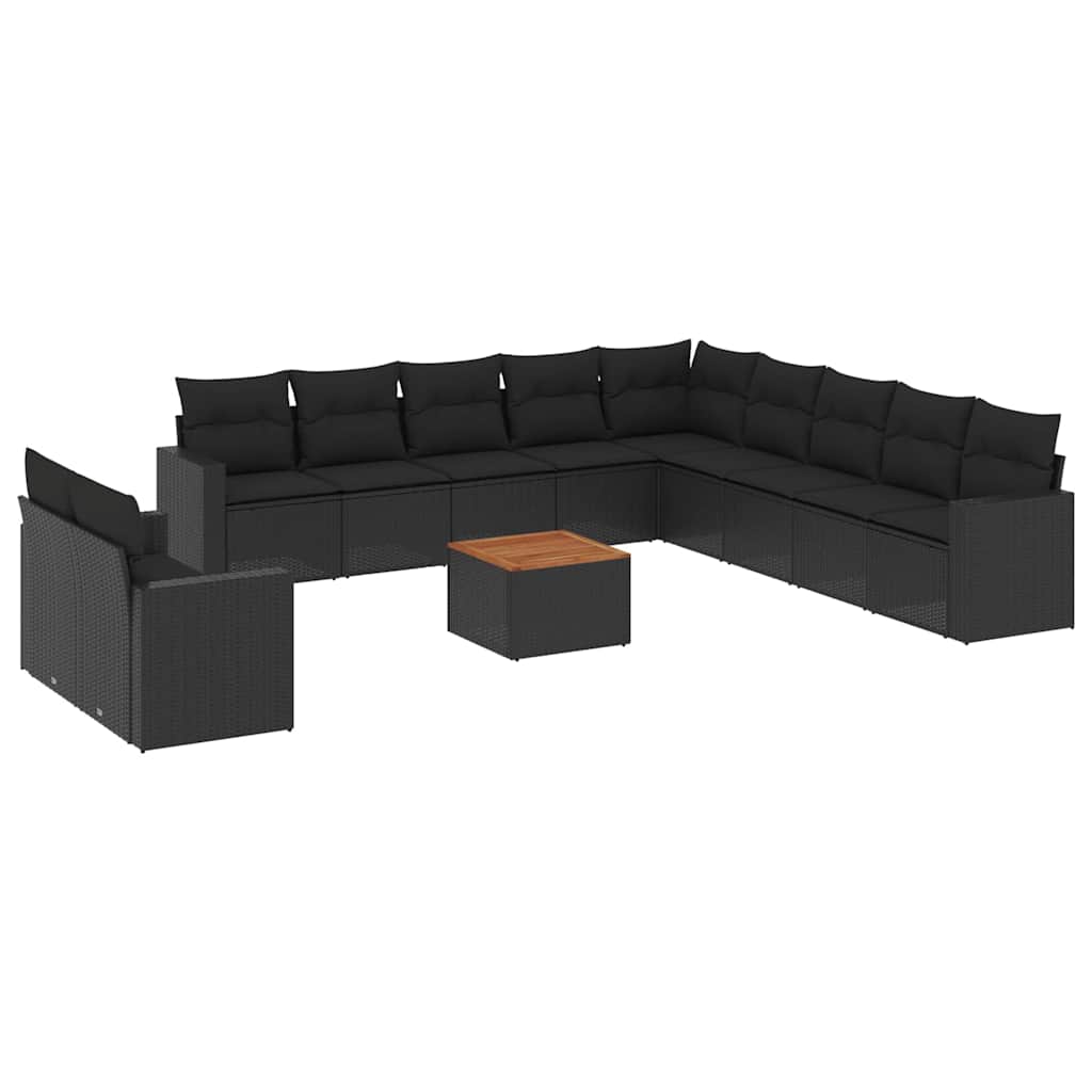 sofasæt til haven 12 dele med hynder polyrattan sort