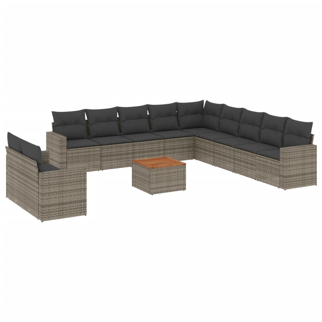 sofasæt til haven 12 dele med hynder polyrattan grå