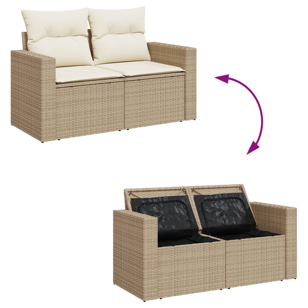 sofasæt til haven 7 dele med hynder polyrattan beige