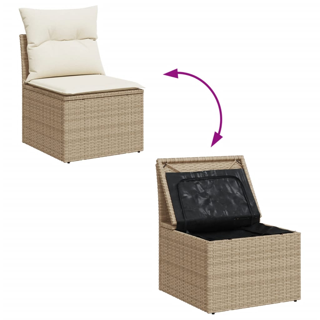 sofasæt til haven 7 dele med hynder polyrattan beige