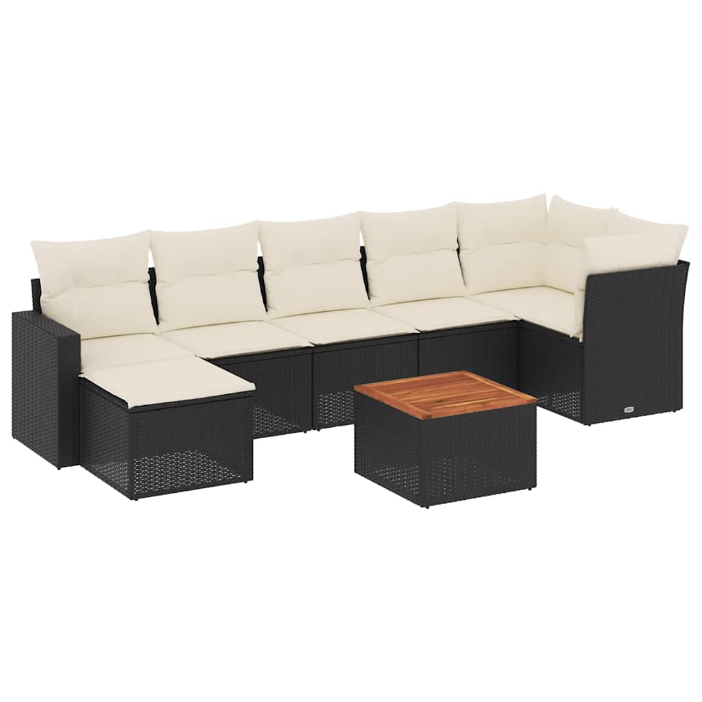 sofasæt til haven 8 dele med hynder polyrattan sort