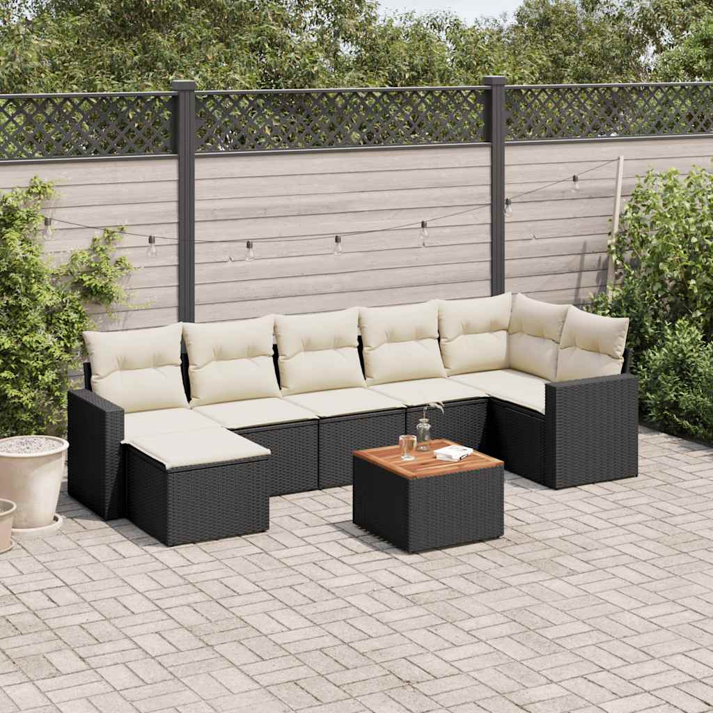 sofasæt til haven 8 dele med hynder polyrattan sort