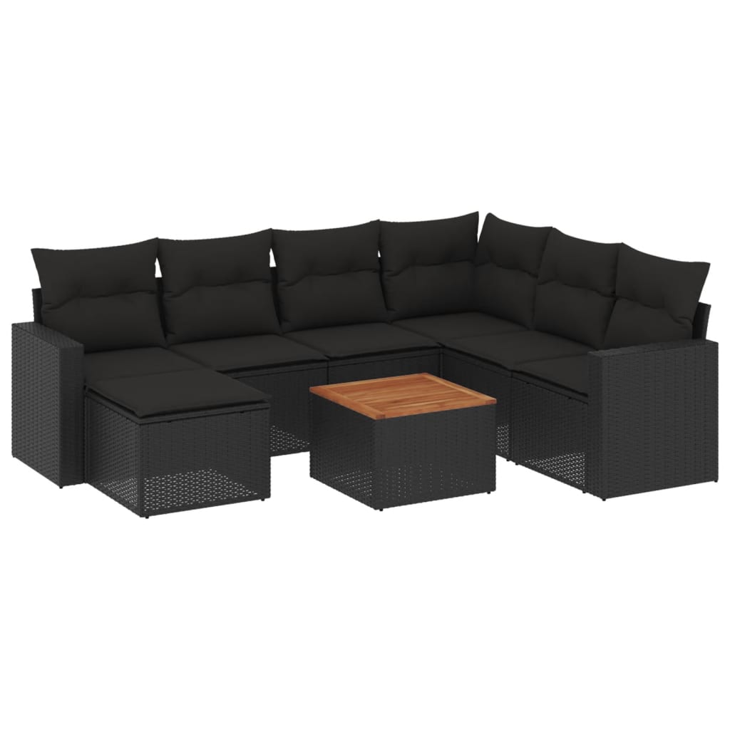 sofasæt til haven 8 dele med hynder polyrattan sort