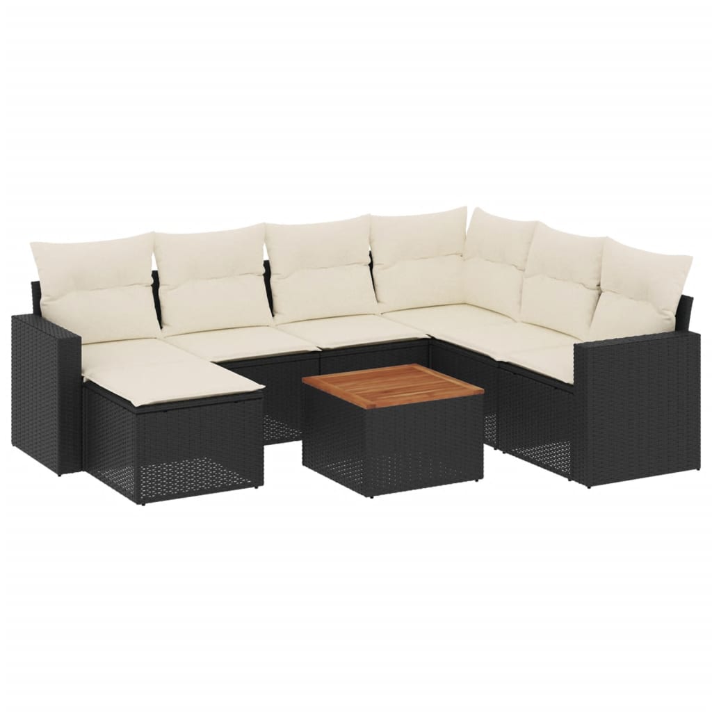 sofasæt til haven 8 dele med hynder polyrattan sort