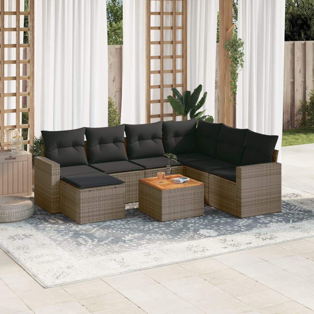 sofasæt til haven 8 dele med hynder polyrattan grå