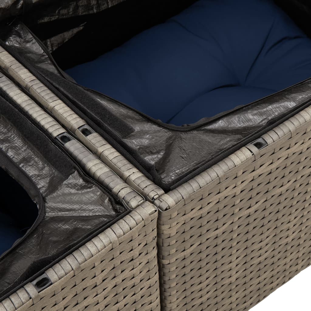 havesofasæt med 8 hynder grå polyrattan