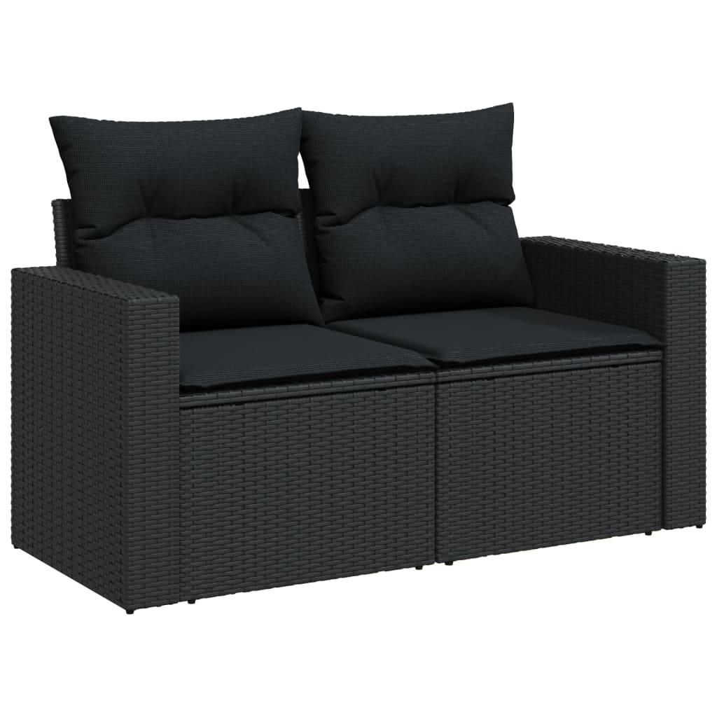 sofasæt til haven 7 dele med hynder polyrattan sort