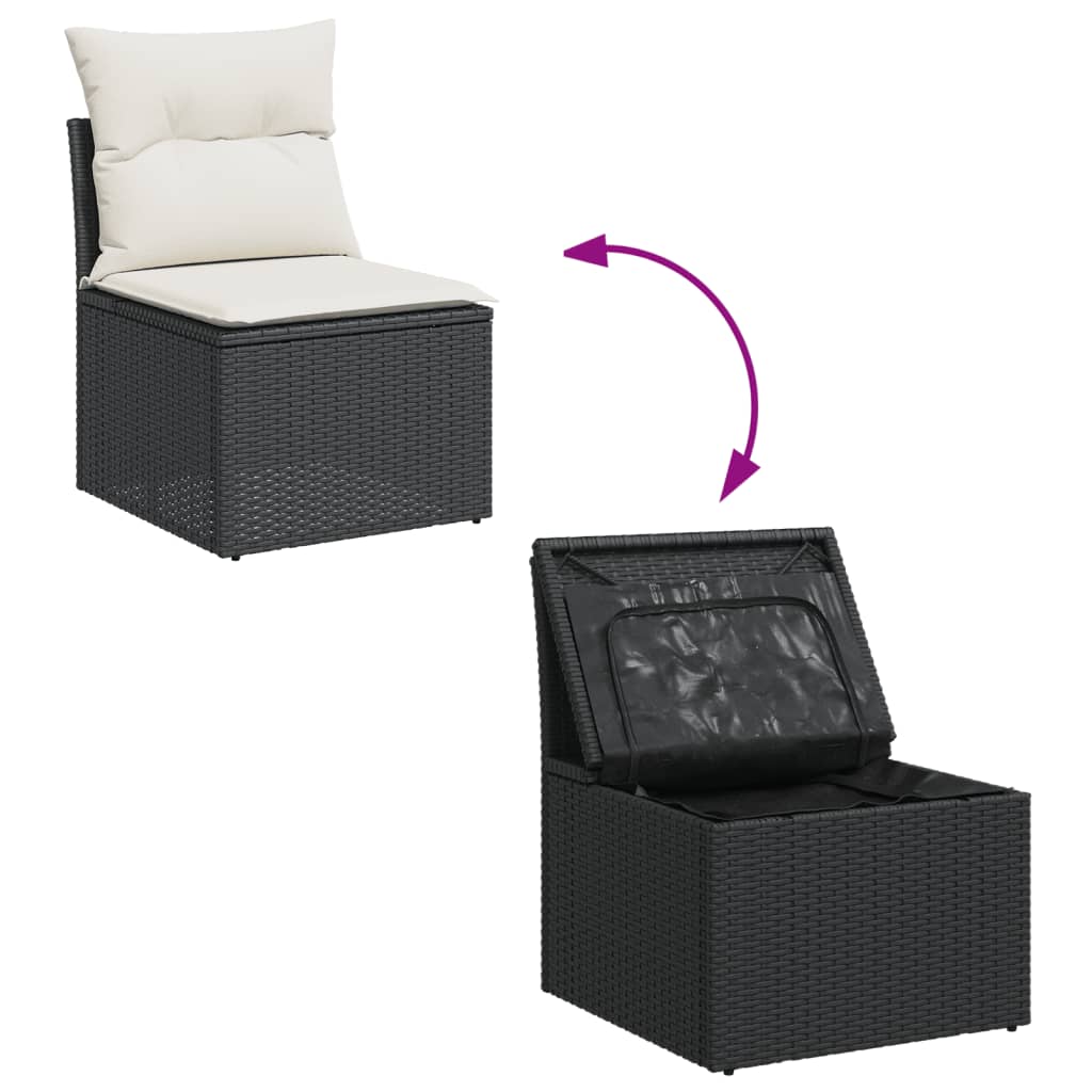 sofasæt til haven 7 dele med hynder polyrattan sort