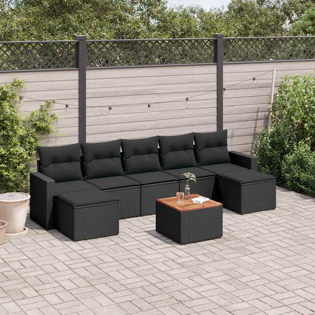 sofasæt til haven 8 dele med hynder polyrattan sort