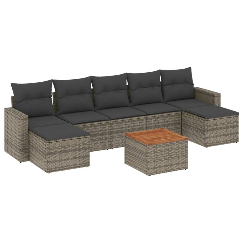 sofasæt til haven 8 dele med hynder polyrattan grå