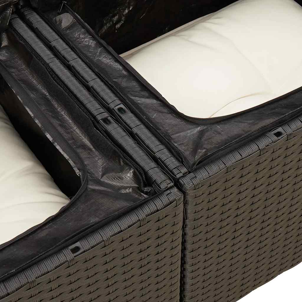 sofasæt til haven 9 dele med hynder polyrattan sort