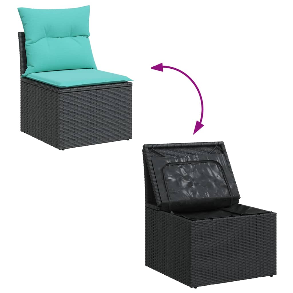 sofasæt til haven 10 dele med hynder polyrattan sort