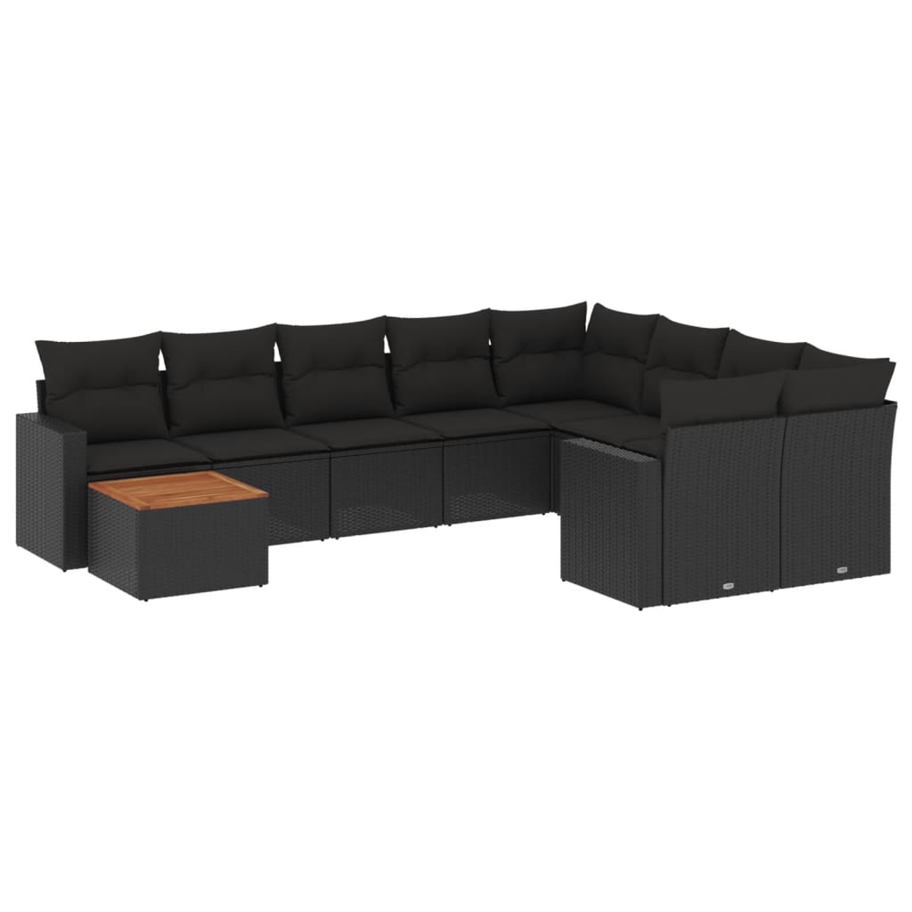 sofasæt til haven 10 dele med hynder polyrattan sort